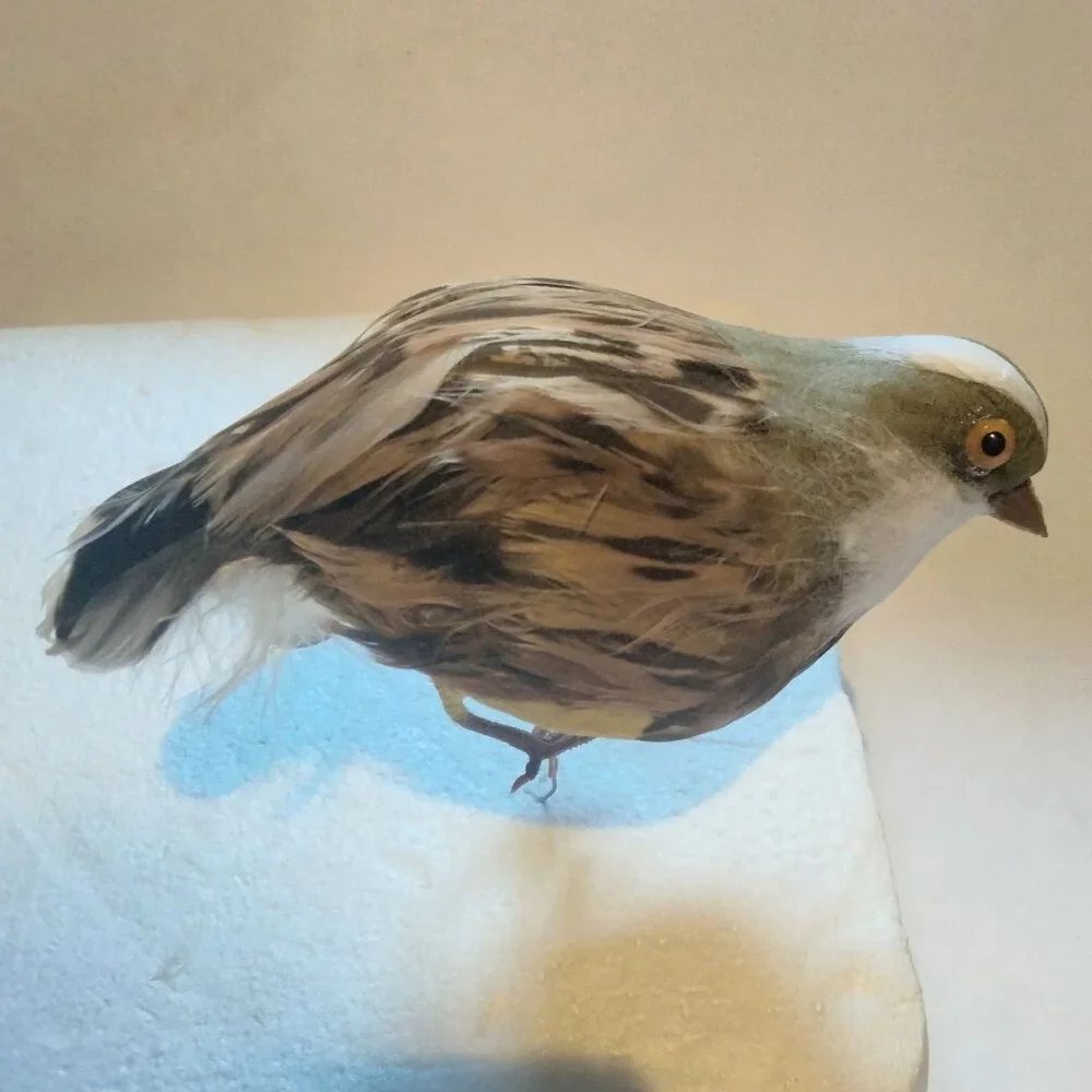 Artificial Decorative Bird Figurine Quail Real Feather Crafting Floral Decor